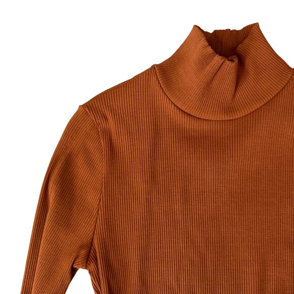 NWT Lulus Rust Orange Ribbed Body Suit w/ Mock Turtle Neck Size Medium - Picture 4 of 6